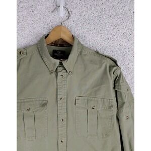 Three Forks Ranch Western Ranch Wear Button Up Shirt Men's Large Olive Green